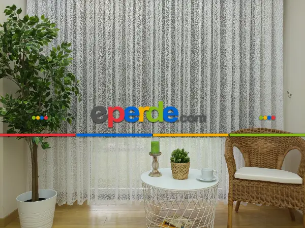 Salon ( Orjinal ) Spor Desen Fransız Dantel Tül Perde 