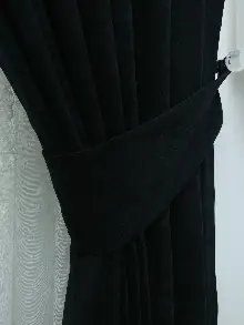 Siyah Düz Sade Mutfak Fon Perde Yan Kanat Perdesi- Siyah