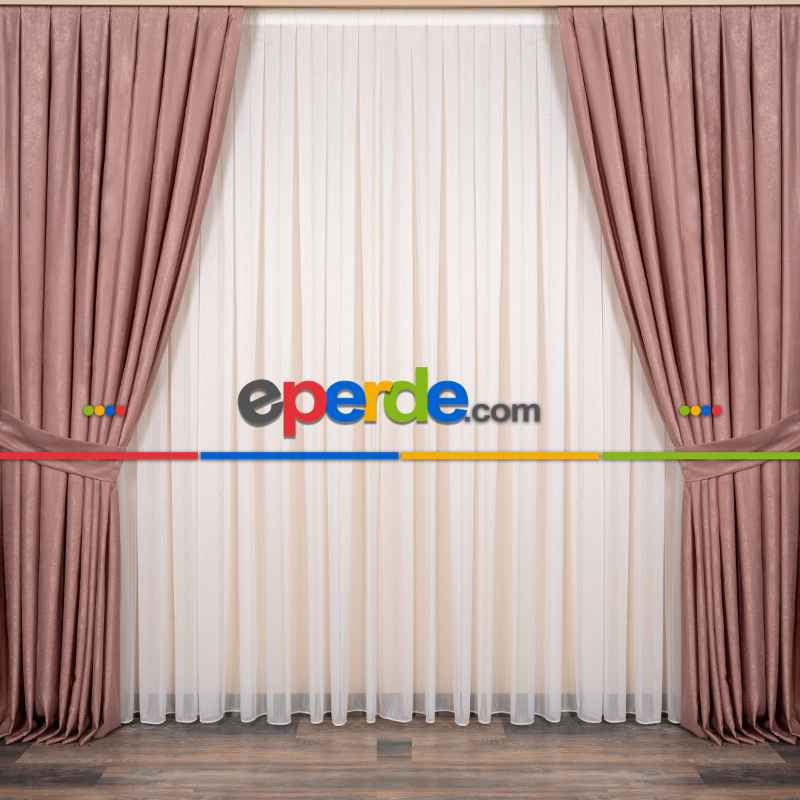 Soft Fon Perde Gül Kurusu Kumaş Kanat Yan Perde- Gül Kurusu