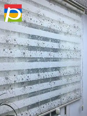 Krem Kahve Çiçek Desenli Brode İşleme Zebra Perde- Kahverengi-Krem