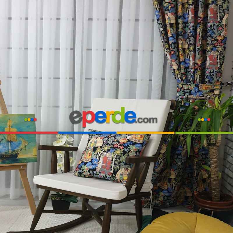 Popart Desenli Fon Perde Evmpopart4 Kumaşı Kalındır Duck Bezi Değildir- Çok Renkli 2