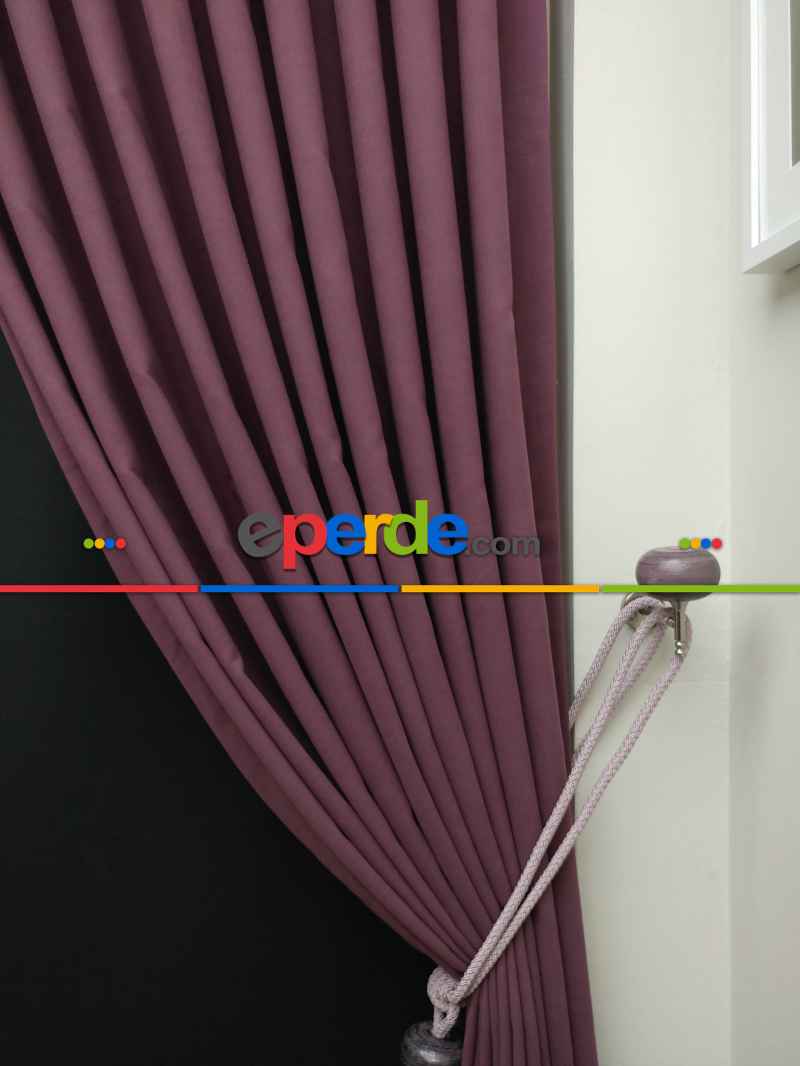 Düz Renk Dökümlü Fon Perde (150)- Gül Kurusu