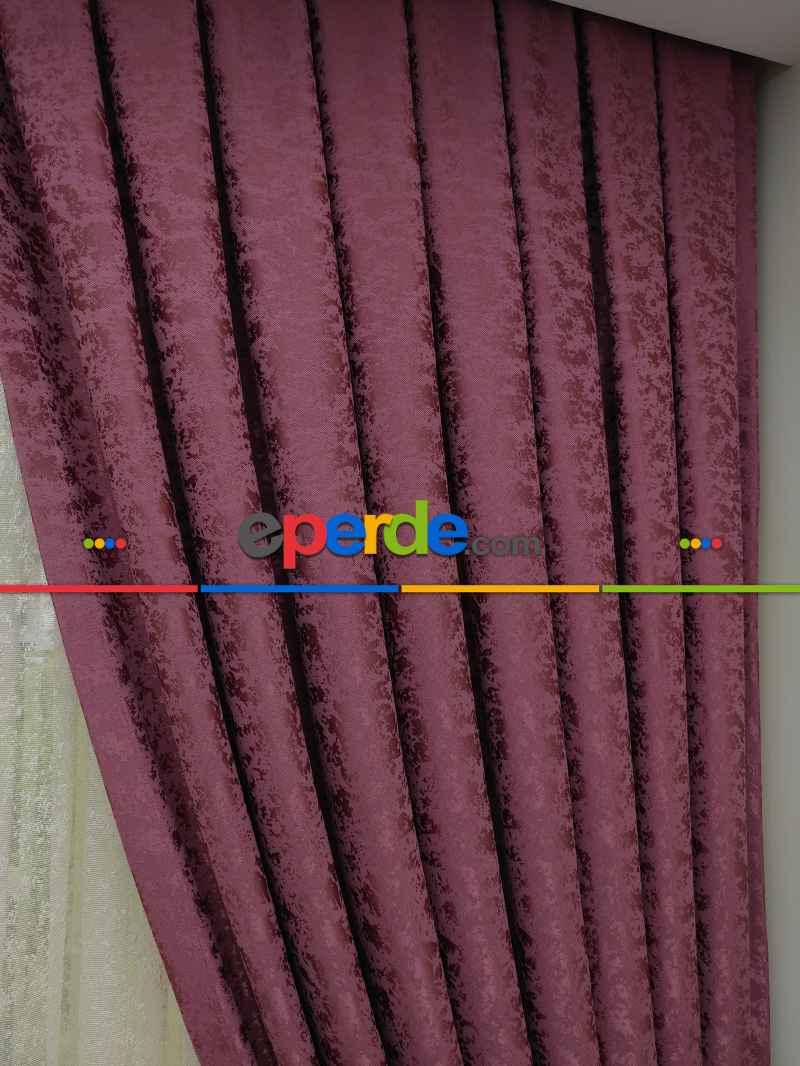 Koyu Gül Kurusu Rengi Duz Jakar Fon Perde (150)- Kiremit Rengi