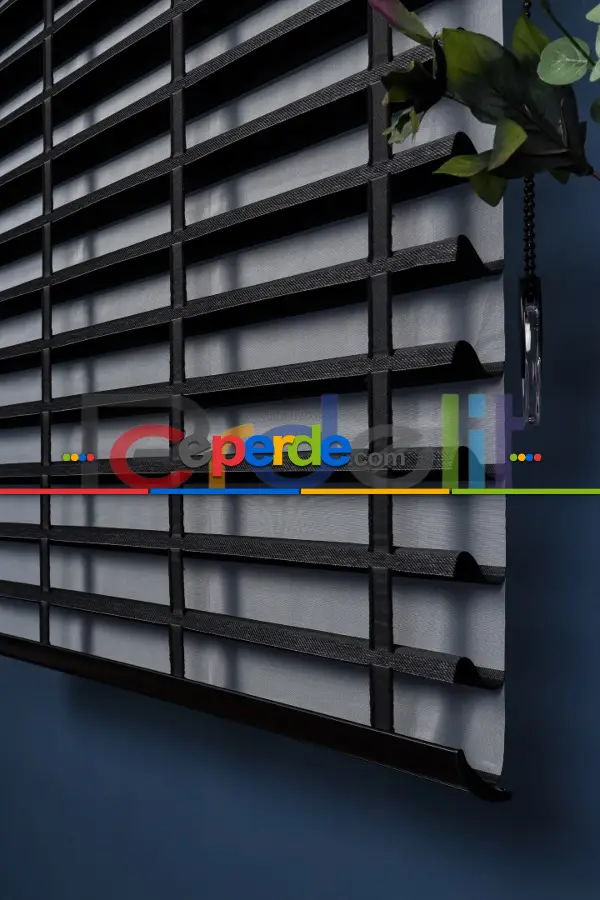 Siyah 50mm Silüet Kumaş Jaluzi Perde