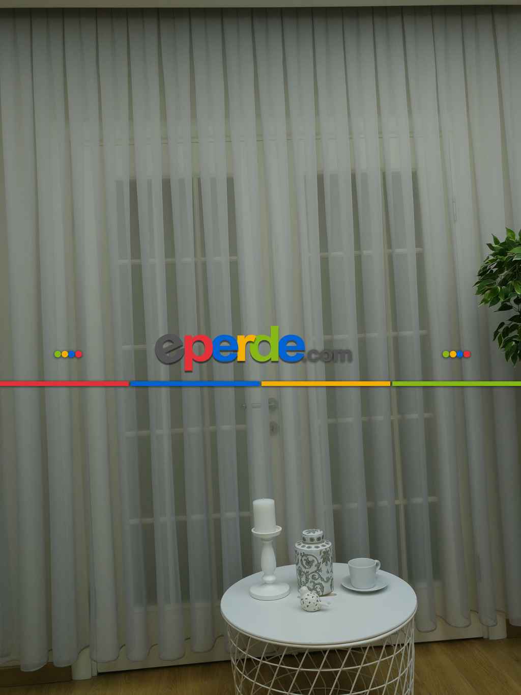 Mutfak - Açık Gri Tergal Vual Düz Tül Perde Elit Ürün