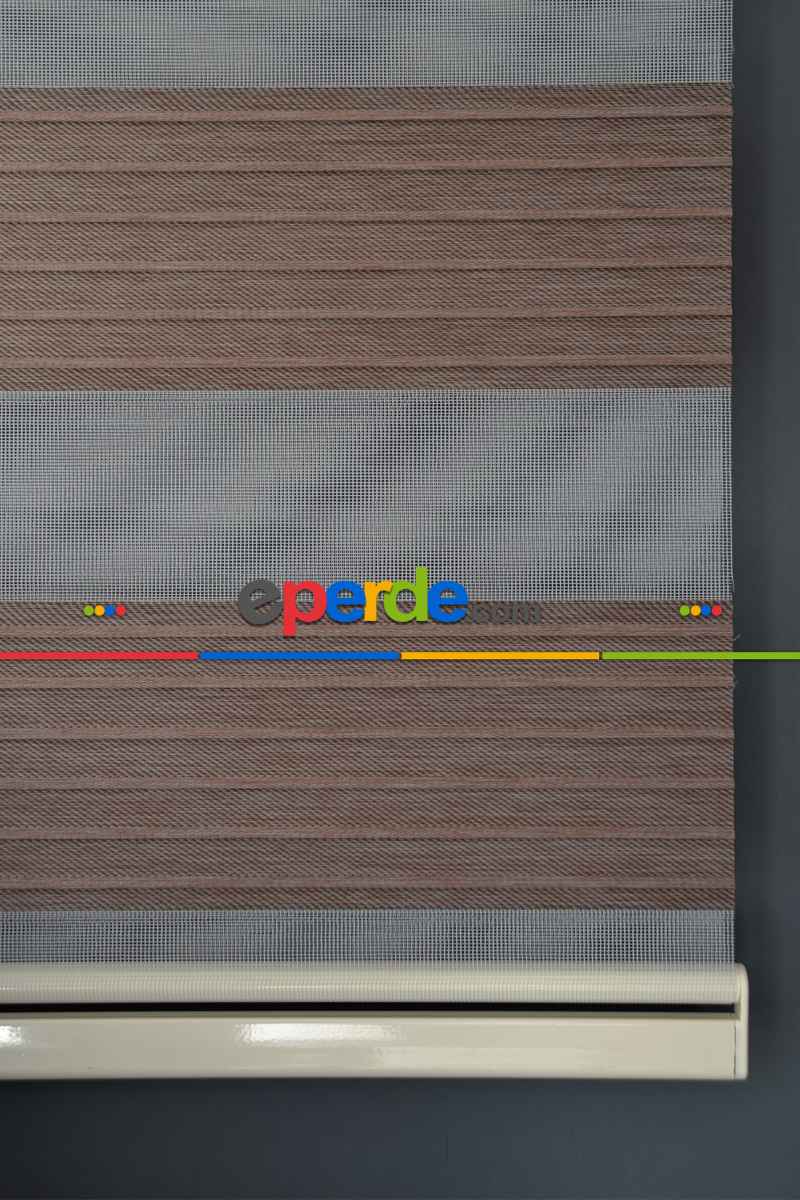 Halim Perdesan Kb-06 Koyu Kahverengi Renk Etekli Veya Eteksiz Karartma Zebra Stor Perde