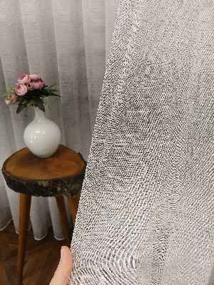 Salon Keten Tül - Keten Dokulu Degrade Renk Geçişli Tül - Ütü İstemez- Gri-Füme-Antrasit-Ekru