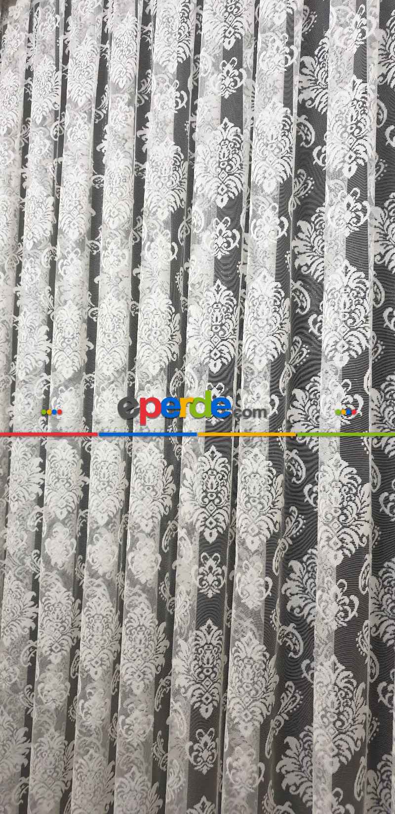 Kuvaze Modeleri Damask Osmanlı Motif Yanki Tiyatro Tasarım Boncuklu- Beyaz-ekru