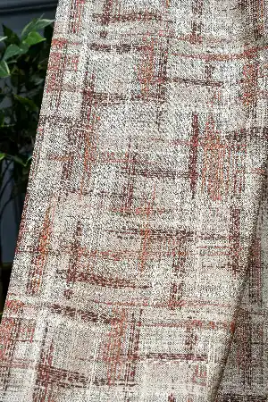 Patinedesenli Carmen Jakar Dokuma Fon Perde- Bej-kiremit Rengi