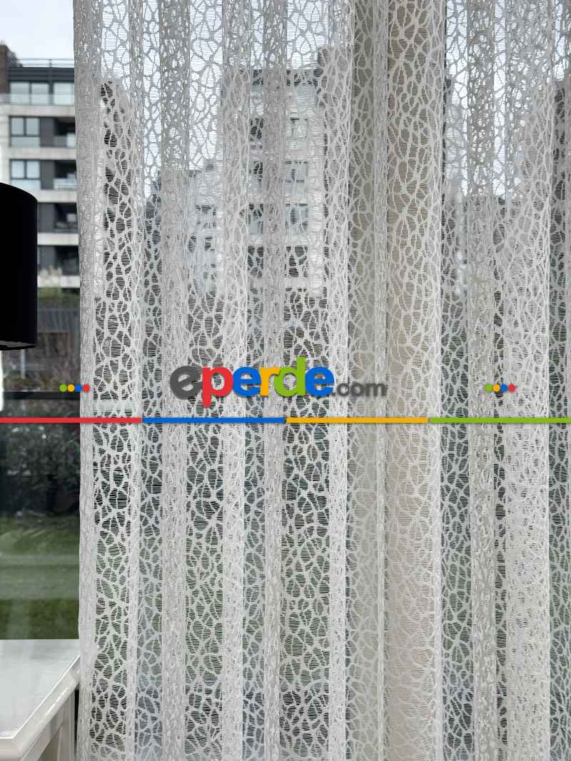 Desenli Fransız Dantel Örme Tül Perde, Desenli Ütü İstemeyen Tül