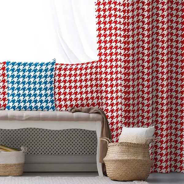 Kırmızı Fon Perde Evim1621-2 Kumaşı Kalındır Duck Bezi Değildir