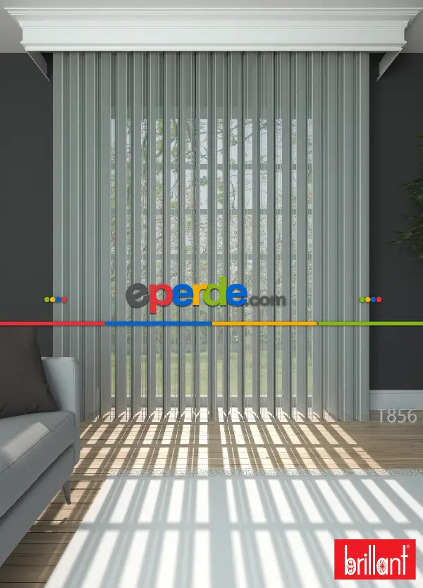 Brillant Akıllı Tül Perde Gri Renkli Tül Dikey Zebra Perde Düz 1. Kalite