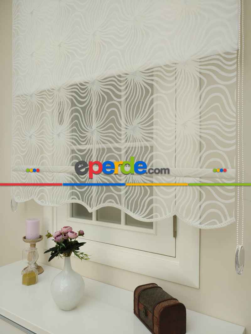 Yakma Tül Stor - Çiftli Sistem Desenli Perde (burn Out)- Ekru