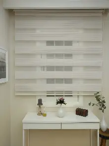 Oturma Odası - Zebra Perde - Geniş Pileli Zebra Perde- Krem Açık