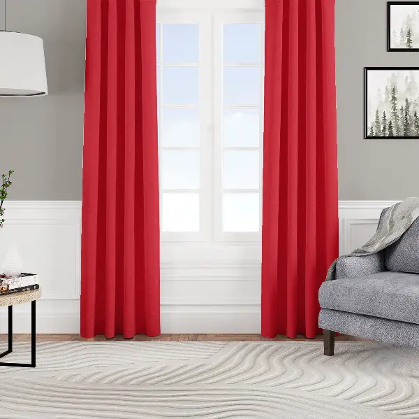 Kadife Dokulu Fon Perde Pilesiz Tek Kanat Kırmızı