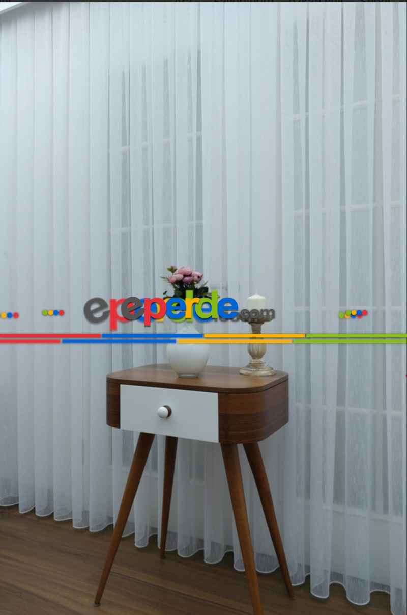 Mutfak - Düz Şantuk Hafif Keten Ekru Tül Ütü İstemez- Ekru