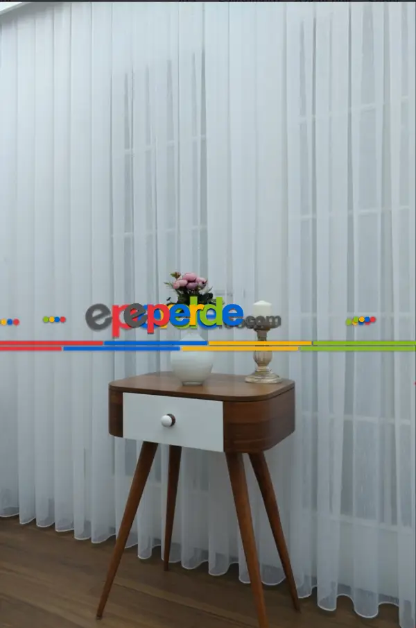 Düz Şantuk Hafif Keten Ekru Tül Ütü İstemez- Ekru - Kurşunlu Tül