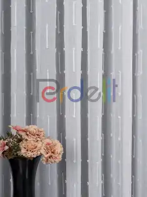 Minimal Çizgili Ekru Keten Tül Perde | Modern Ve Zarif Görünüm
