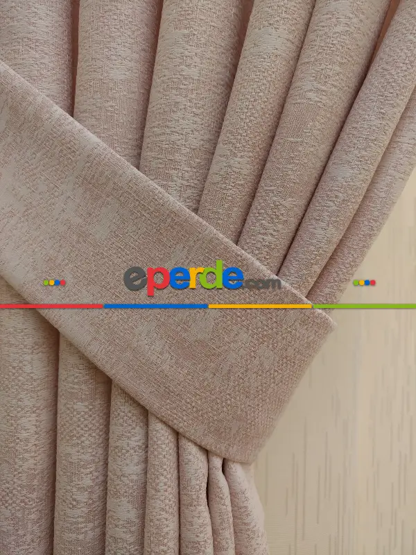 Pudra Pembe - Düz Jakar Fon Perde (180)- Pembe Pudra Pembe