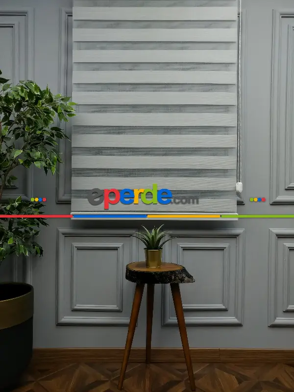 2025 Sezonu - Karartma Zebra Perde - Blackout Zebra Perde-ışık Geçirmez Zebra Perde- Gri Açık