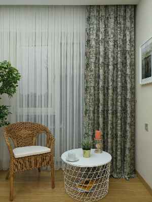 Bej Koyu Yeşil Desenli Jakar Fon Perde (180)- Yeşil Koyu Yeşil