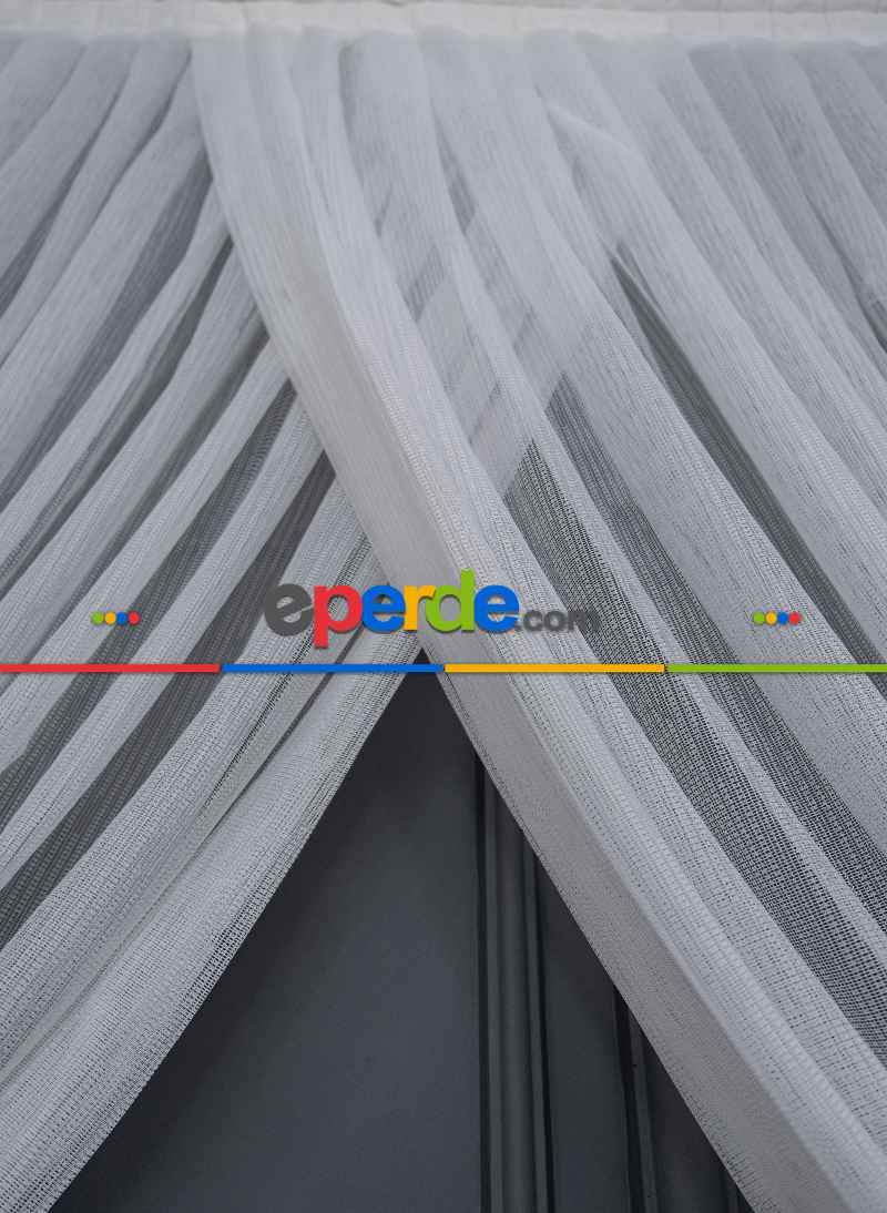 Tül Perde - Hafif File Tül - Örme Dokuma - Kruvaze Ve Düz Model Seçeneği