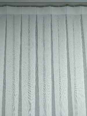 2021 Sezonu - Düz Tül - Keten Gri Bantlı Tül - Ütü İstemez- Gri-füme-antrasit-ekru