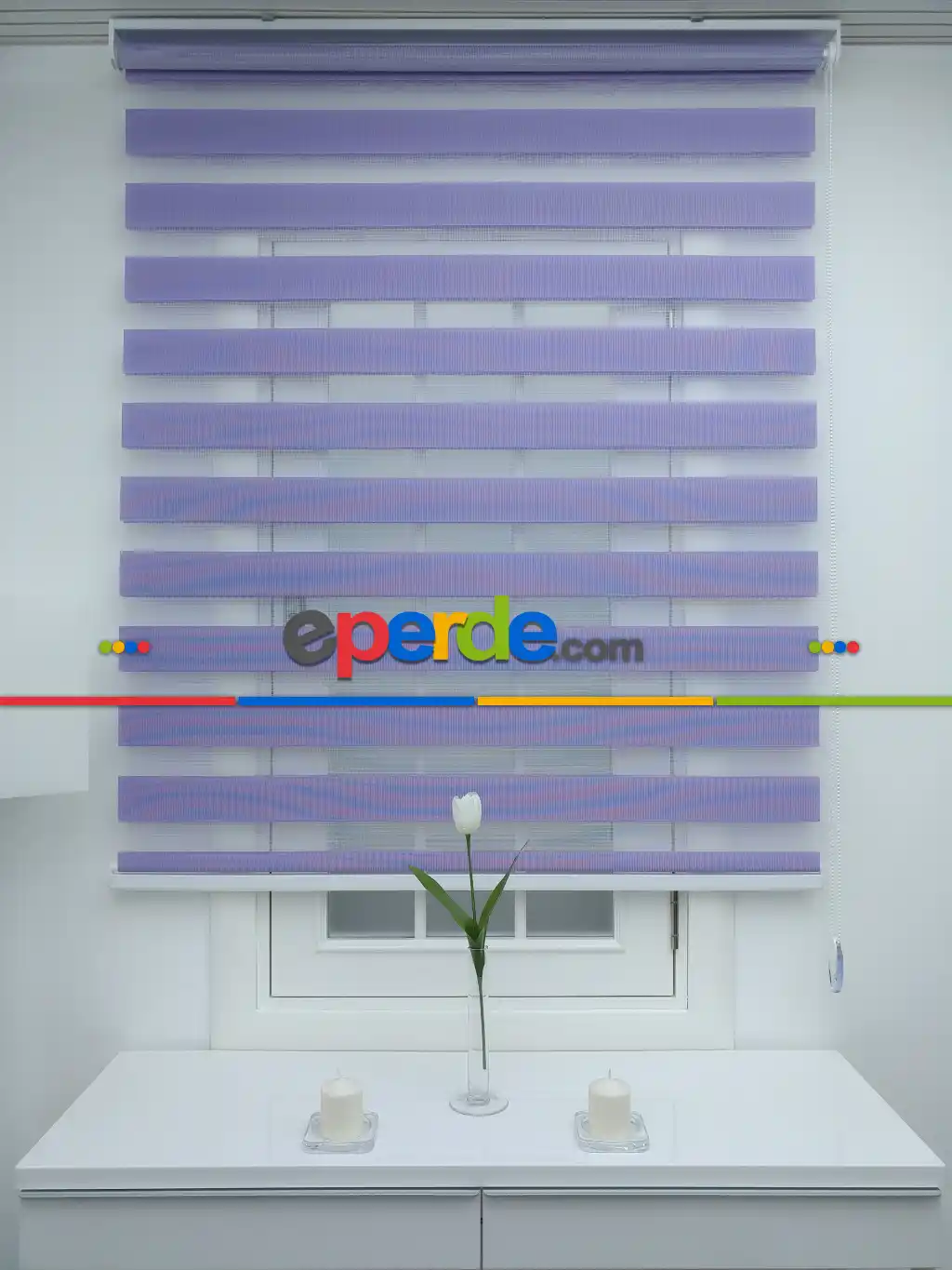 Lila Düz Zebra Perde 60x200cm- Lila