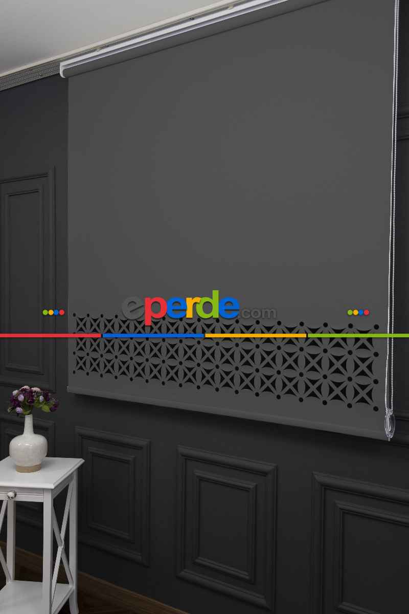 Gri Renk Lazer Kesim Stor Perde (ister Düz - İster Lazer Kesimli Satın Alın)
