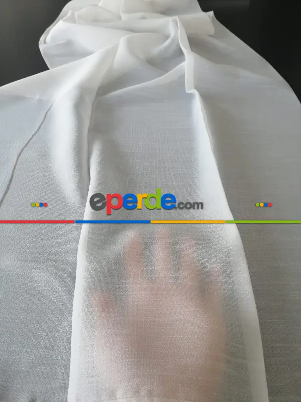 Salon - Anon Buzlu Zemin Tül Perde - Ekru