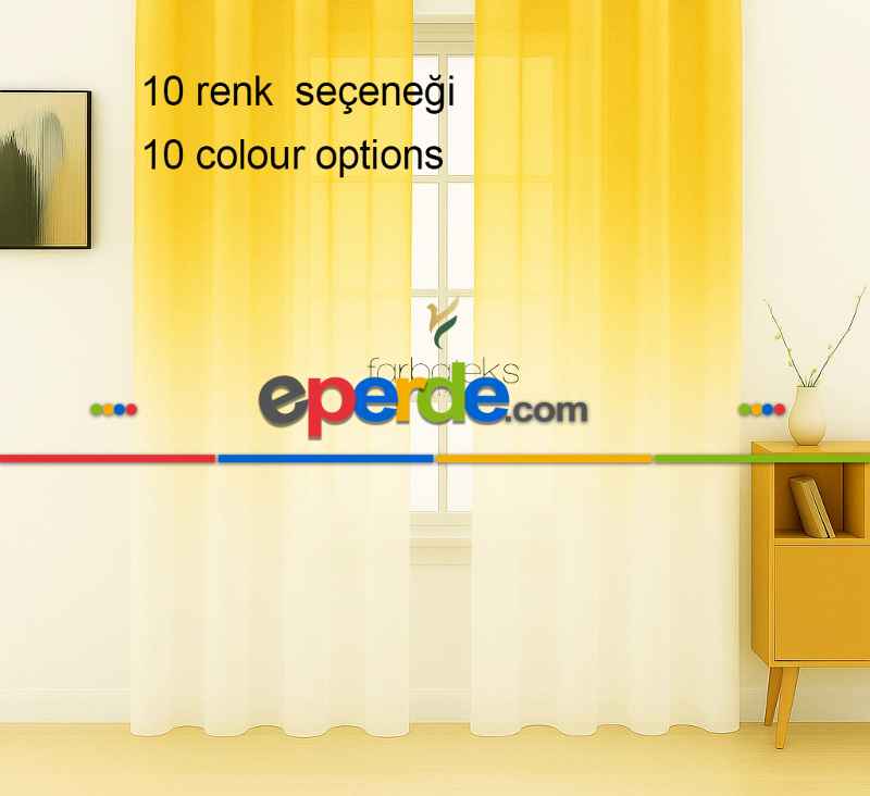 Sarı Üstden Renk Geçişli Tül Perde