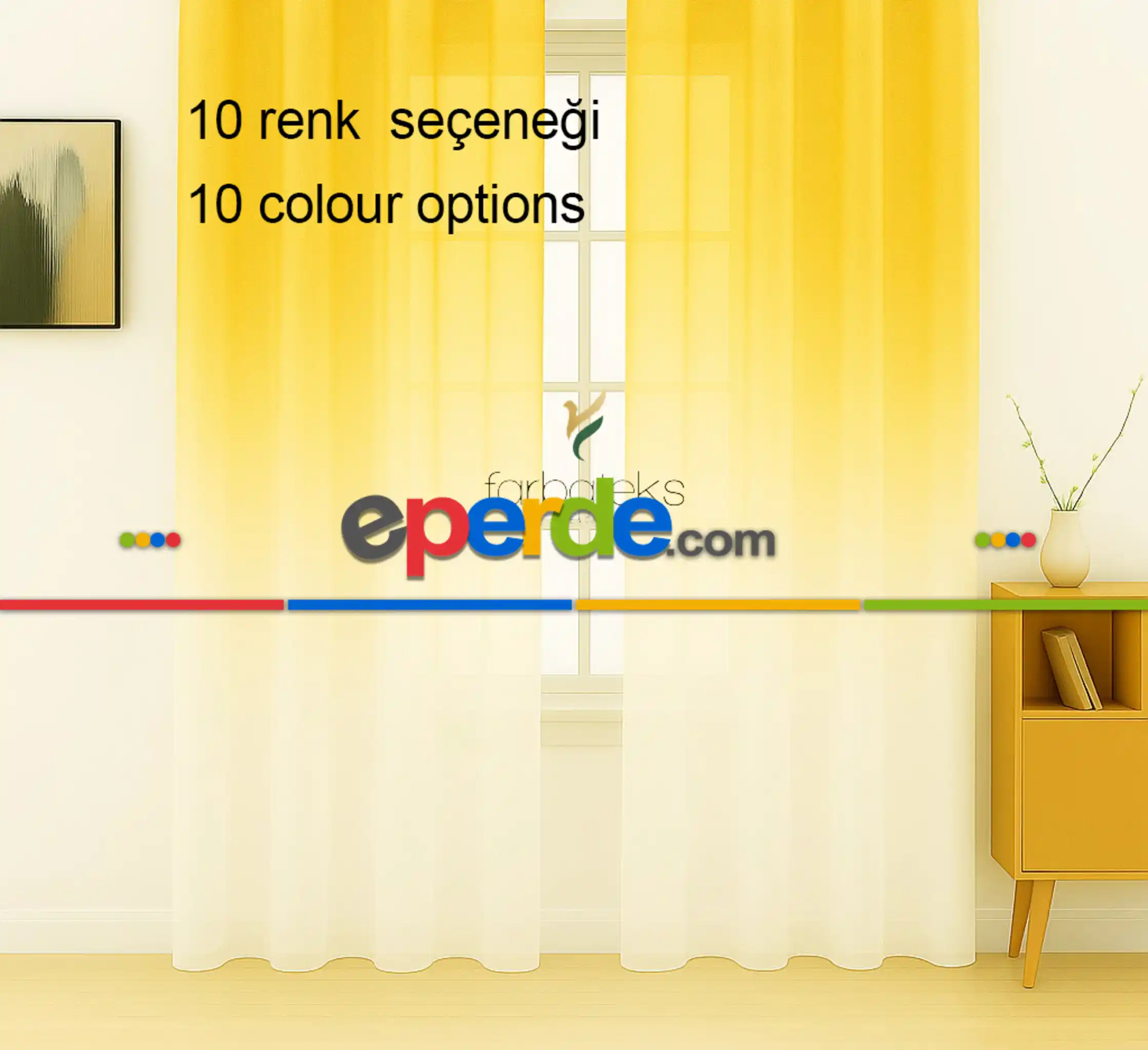 Sarı Üstden Renk Geçişli Tül Perde