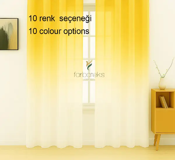 Sarı Üstden Renk Geçişli Tül Perde