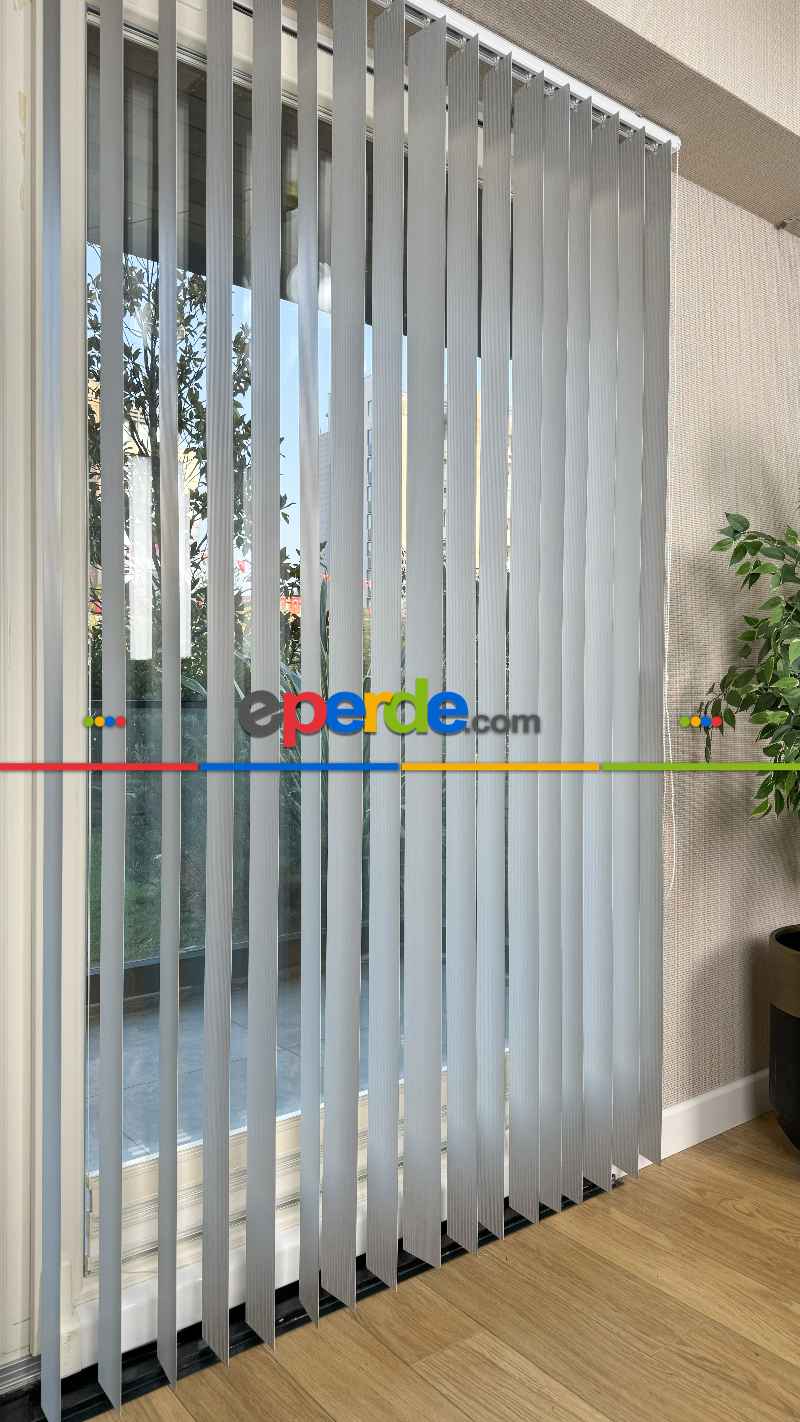 Gri Çizgili Pvc Dikey Perde, Dikey Stor Perde