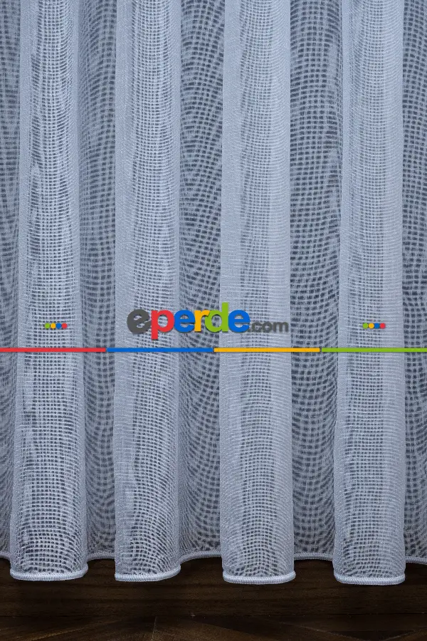 Oturma Odası - Beyaz Keten Tül Perde - 1710-v01- Beyaz