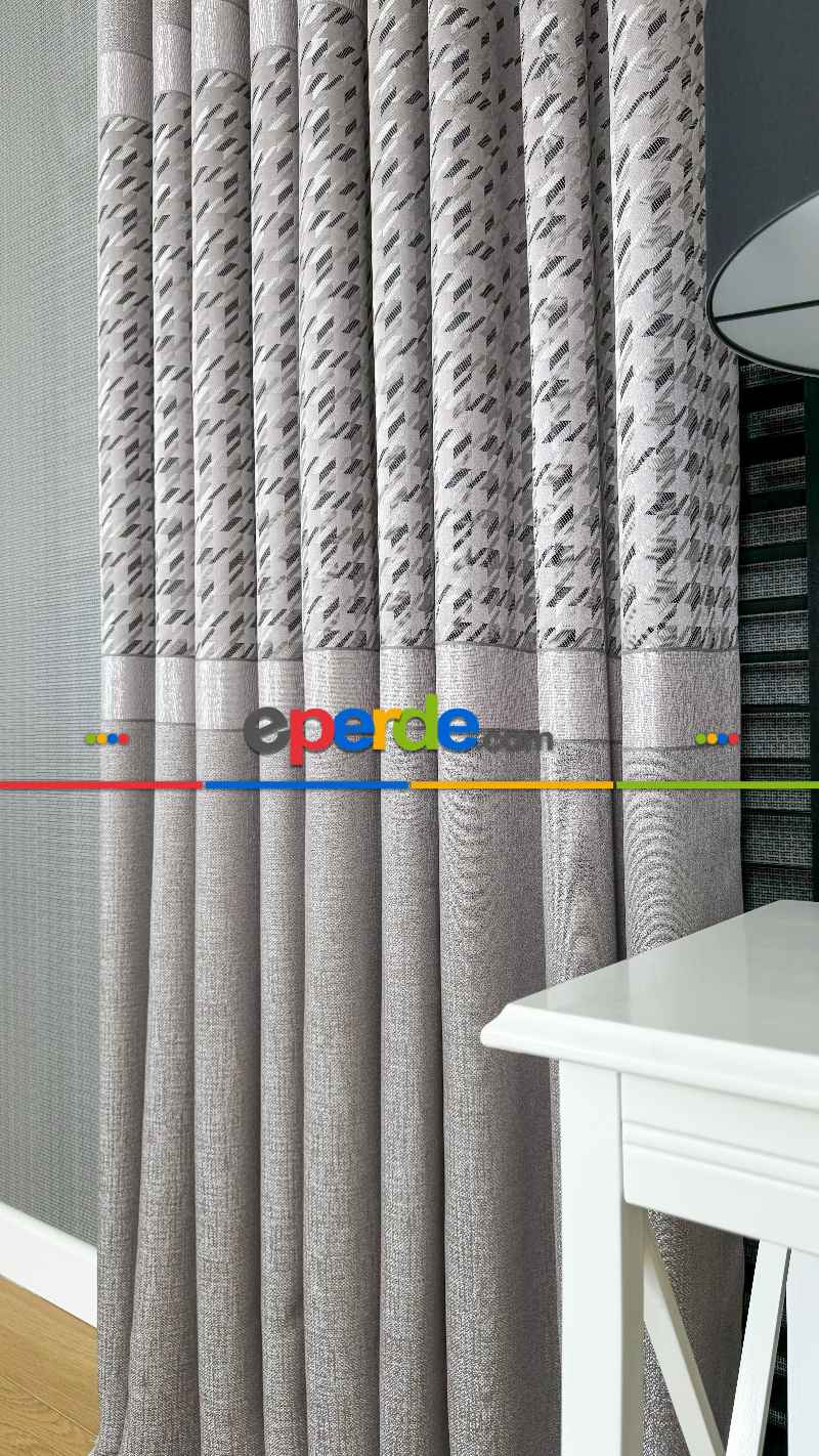 Gül Kurusu Fon Perde, Parlak Zemin, Kazayağı Desenli, Jakar Dokuma