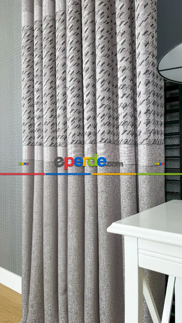 Gül Kurusu Fon Perde, Parlak Zemin, Kazayağı Desenli, Jakar Dokuma