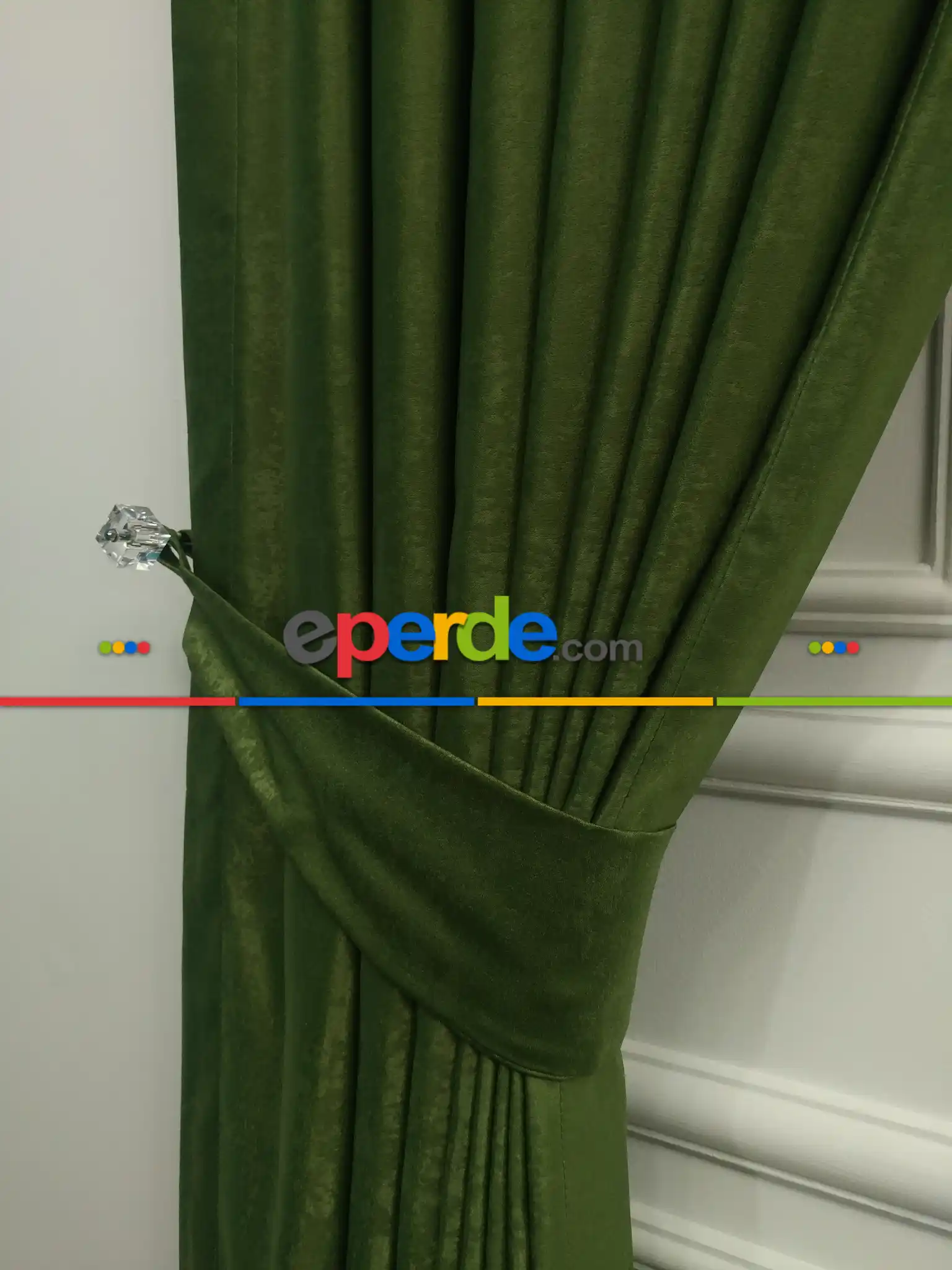 Salon - Soft Fon Perde Çimen Yeşili Dökümlü - Yeşil Koyu Yeşil