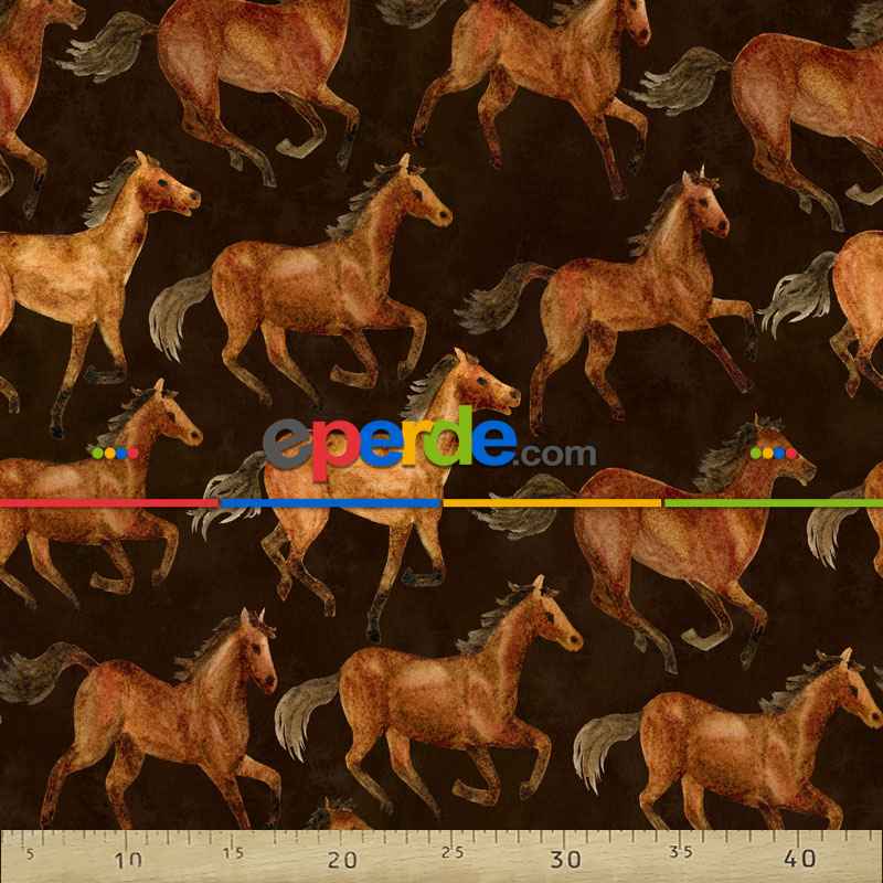 At Desenli Fon Perde Evm792 Kumaşı Kalındır Duck Bezi Değildir- Kahve