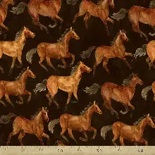 Genç Odası - At Desenli Fon Perde Evm792 Kumaşı Kalındır Duck Bezi Değildir- Kahve