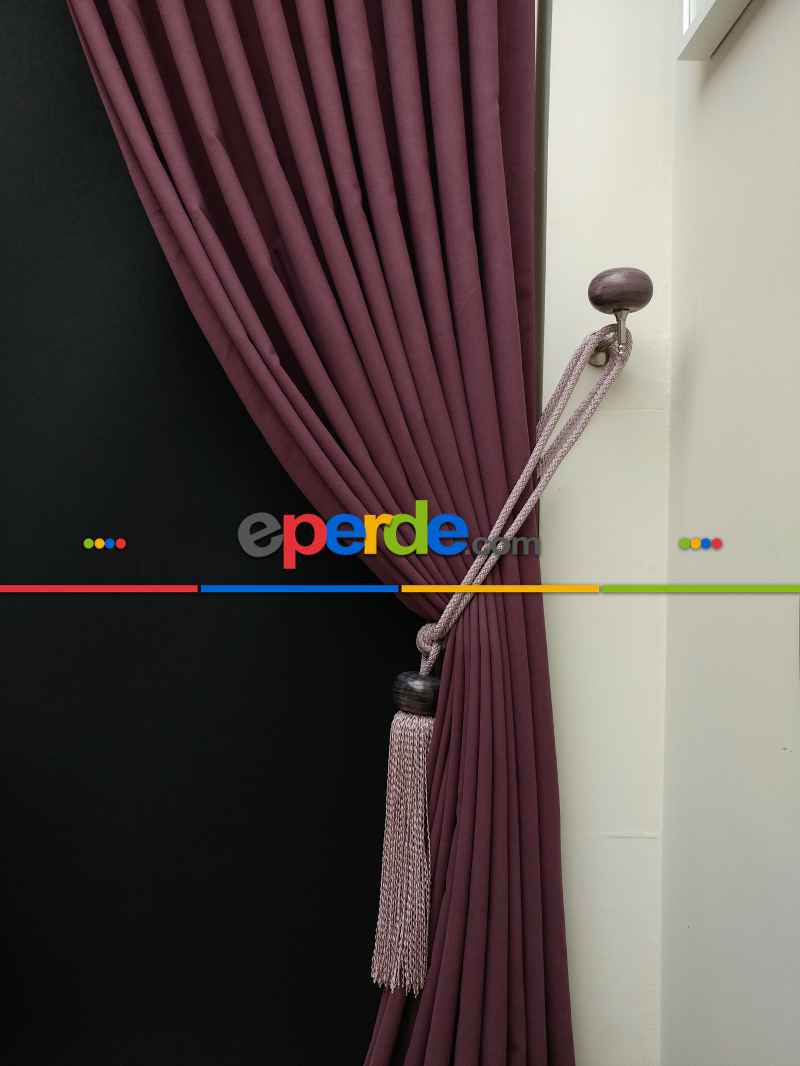 Düz Renk Dökümlü Fon Perde (150)- Gül Kurusu