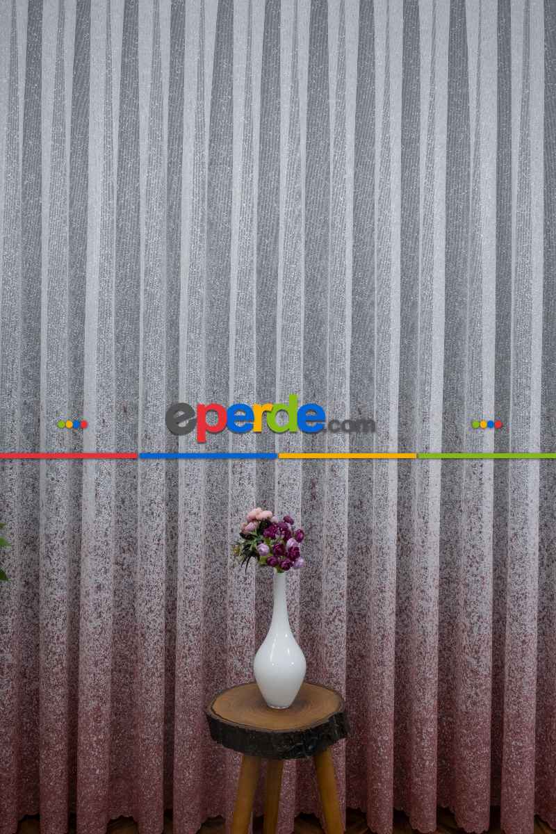 Yatak Odası - Püskürtme Pembe Pudra Tül Genc Tasarım Moda Gülkurusu Tül