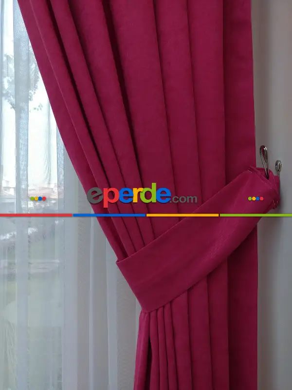 Salon Fon - Fuşya Düz Fon Perde - Fuşya