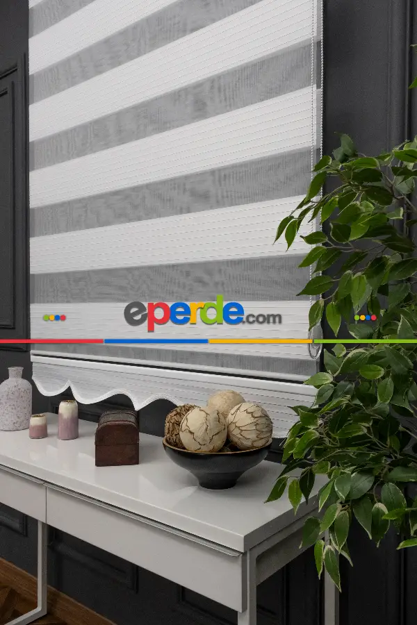 70x200 Ekru Geniş Plise Zebra Perde