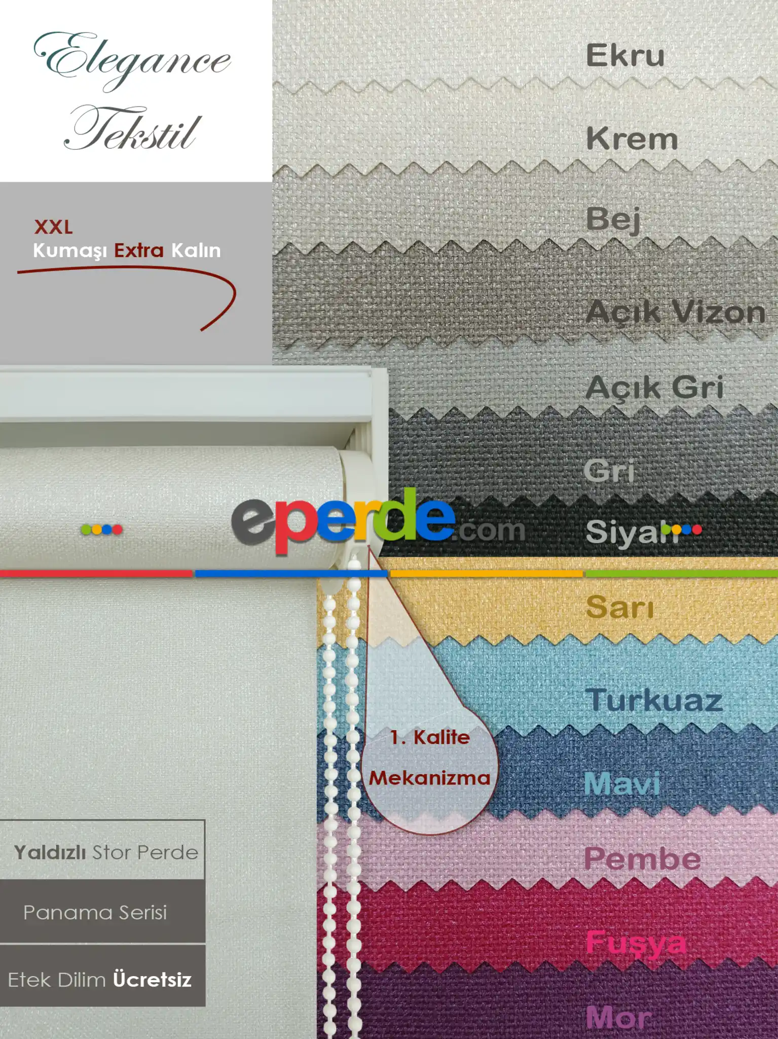 Yaldızlı Stor Perde - Panama Simli Seri - Kalın Dokulu Gri-krem-bej--ekru