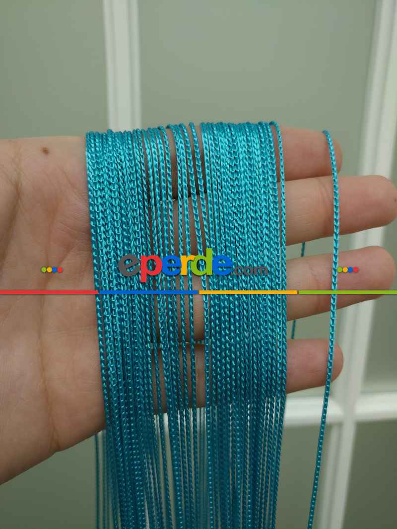 İnce Zincir Serisi İp Perde (beyaz, Krem, Gri, Kırmızı, Bordo, Siyah, Mavi, Pembe, Sarı)- Turkuaz