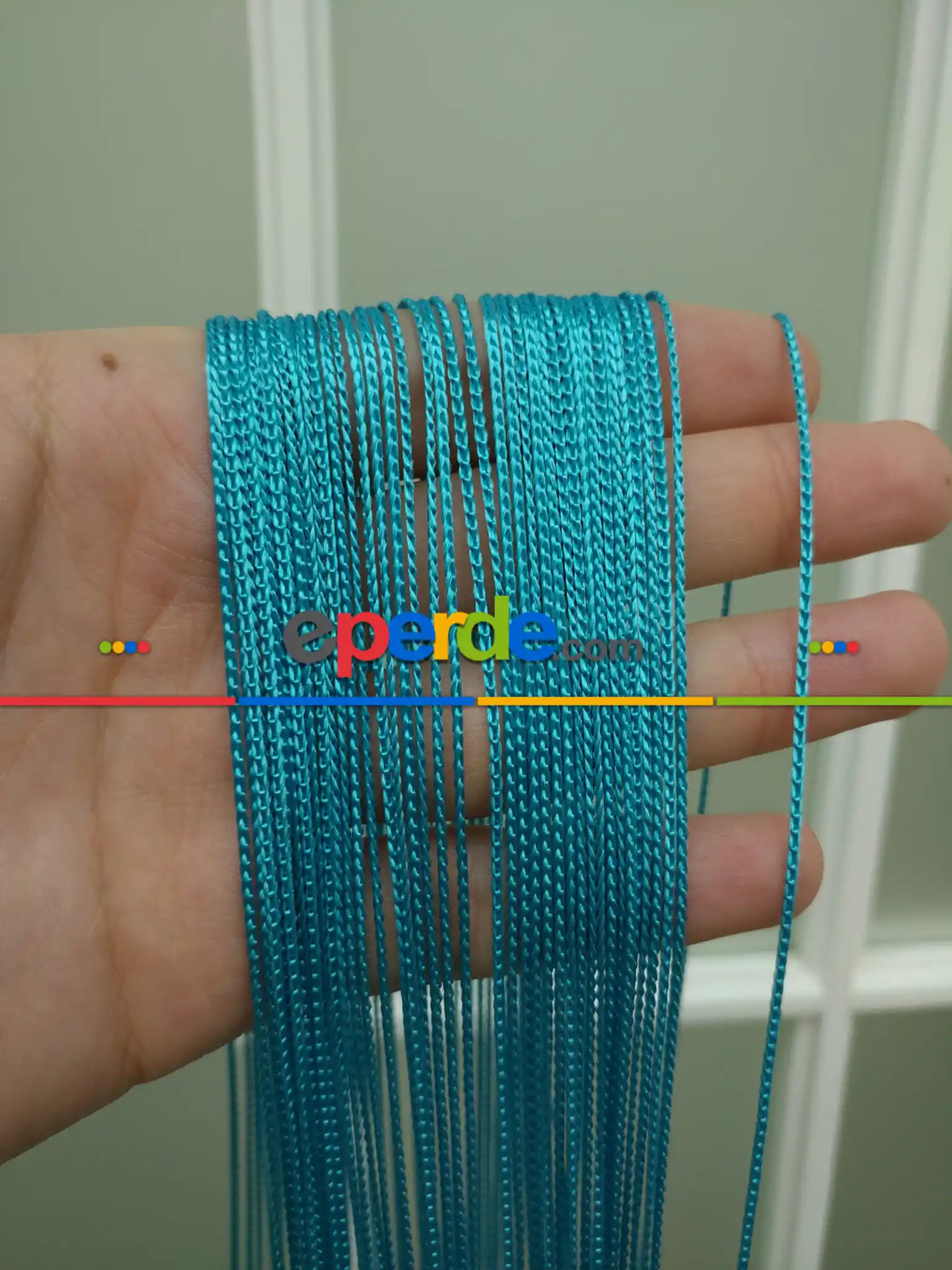 İnce Zincir Serisi İp Perde (beyaz, Krem, Gri, Kırmızı, Bordo, Siyah, Mavi, Pembe, Sarı)- Turkuaz