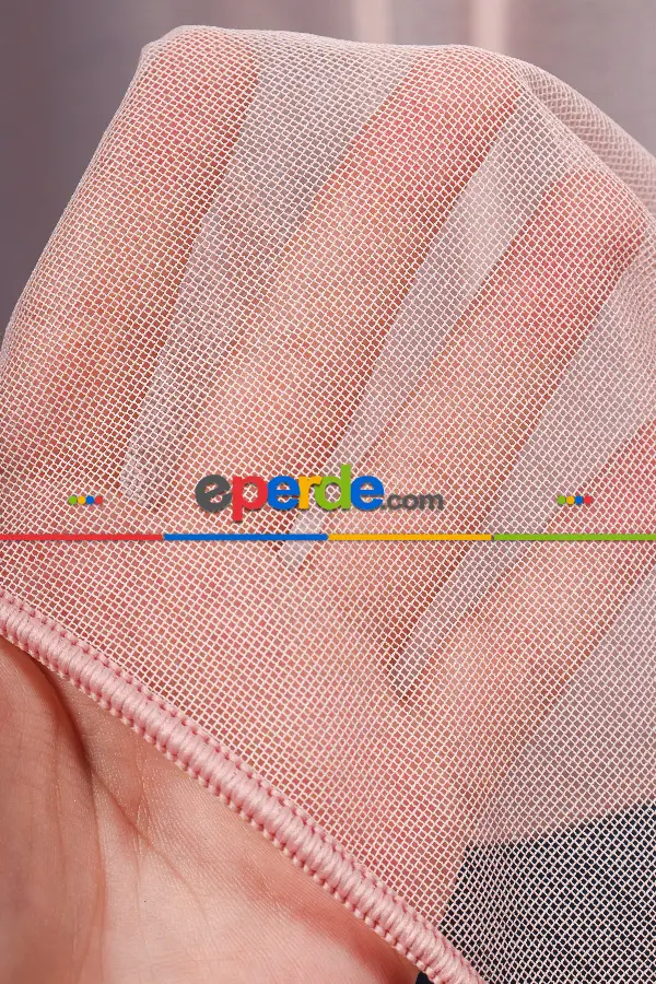 Yatak Odası - Pudra Pembe Düz Tül Perde