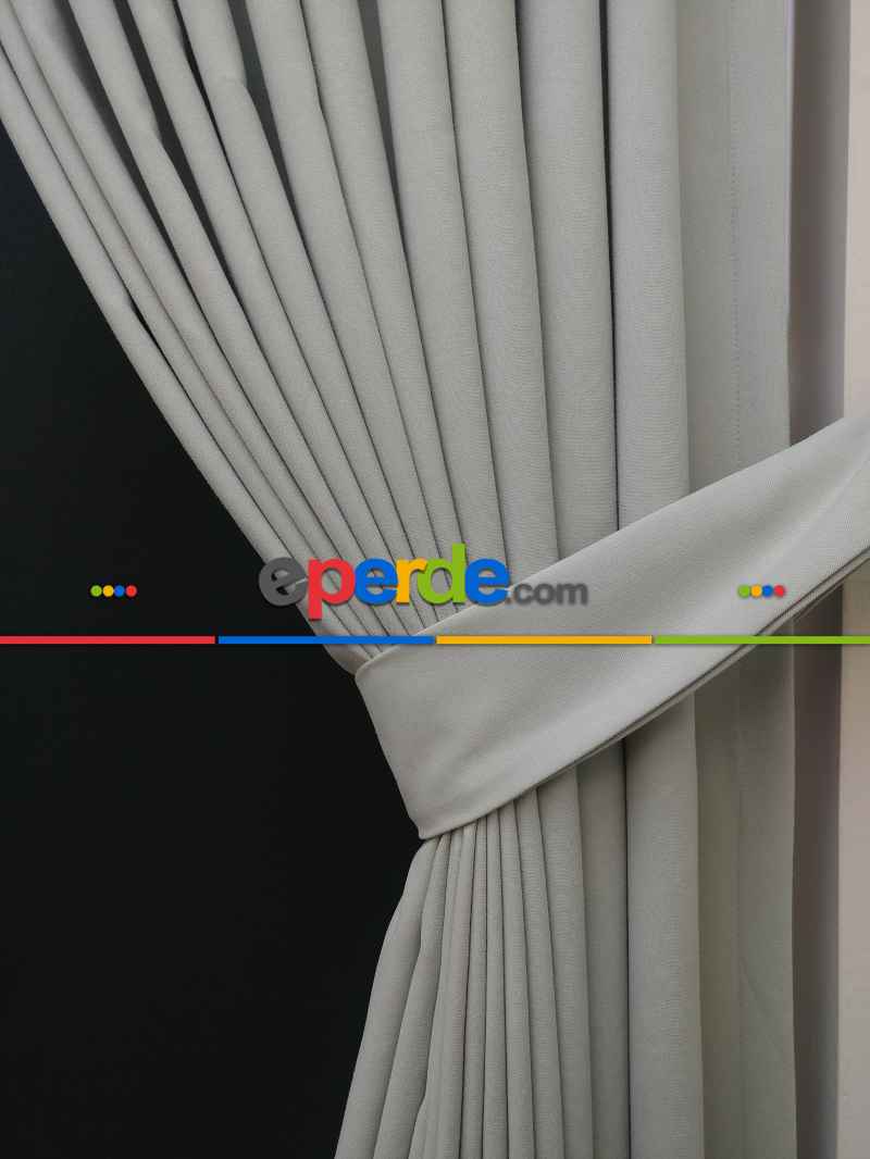 Düz Renk Dökümlü Fon Perde (150)- Kum Gri