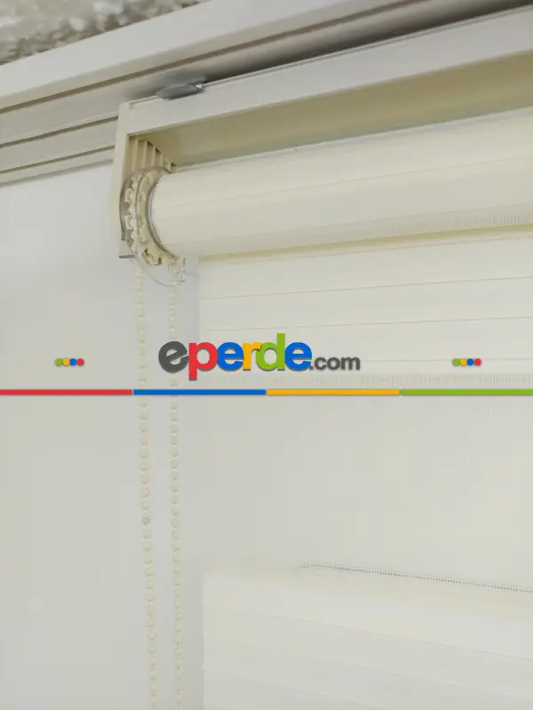 Krem Mutfak Perdesi Mekanizmalı Zebra Perde Plise- Krem